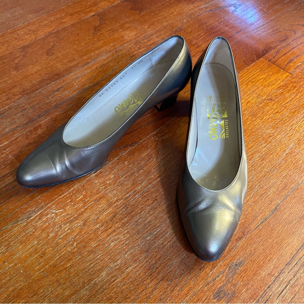 Salvatore Ferragamo Women's Metallic Gray Heels